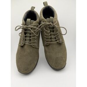 Calto Olive Green Suede Ankle Boots Mens 8 Lug Sole Casual Hiking Chukka